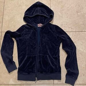 Vintage Juicy Couture navy blue velour hoodie jacket